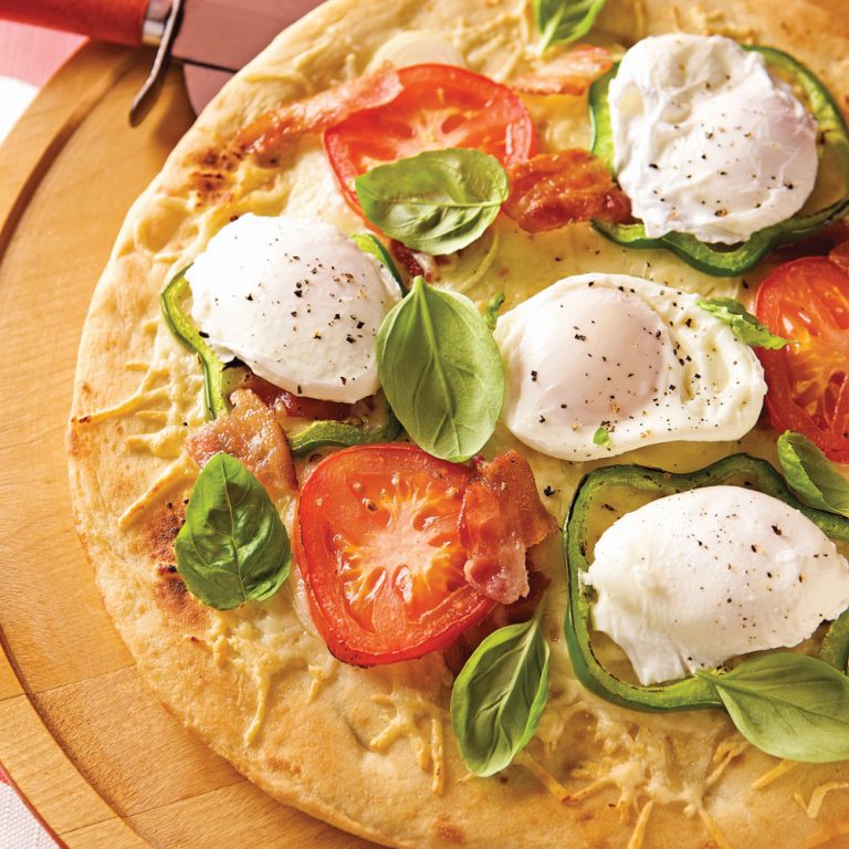 Pizzas déjeuner aux oeufs et bacon 5 ingredients 15 minutes