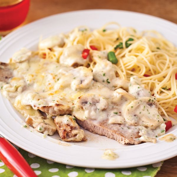 Escalopes de veau gratinées aux champignons