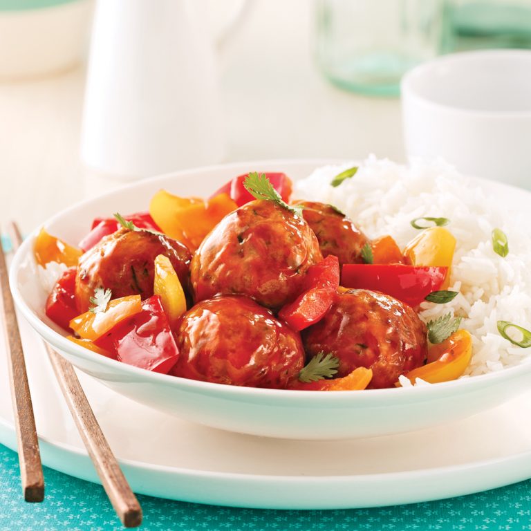 Boulettes au poulet, sauce Général Tao 5 ingredients 15 minutes