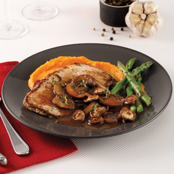 Escalopes de veau de grain, champignons et sauce au porto