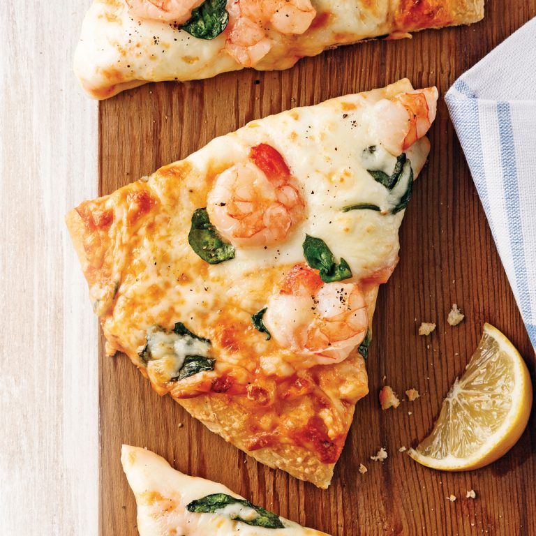 Pizza aux crevettes et épinards 5