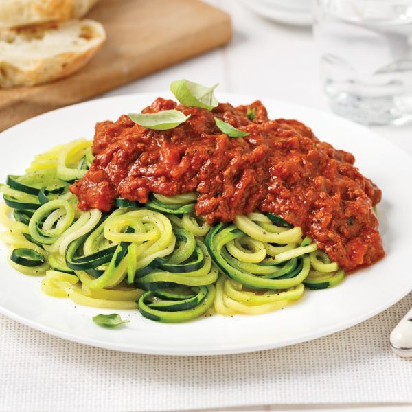 Zucchini Spaghetti and Meat Sauce