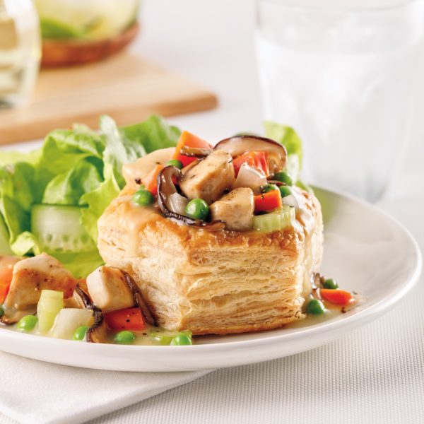 Vol-au-vent au poulet, sauce crémeuse aux shiitakes