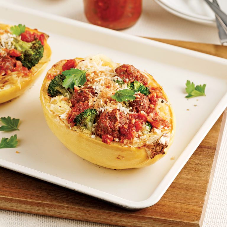 Courge spaghetti, sauce aux boulettes de canard 5 ingredients 15 minutes