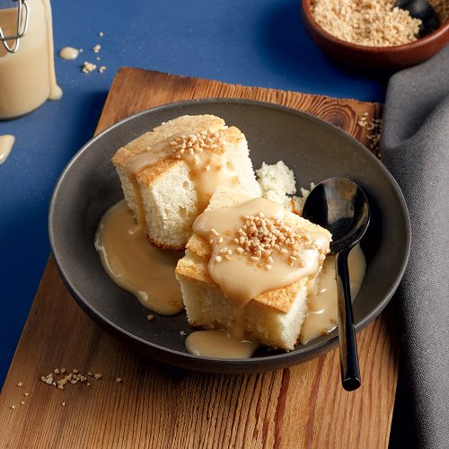 Gâteau à la vanille, sauce au sucre à la crème 5 ingredients 15 minutes