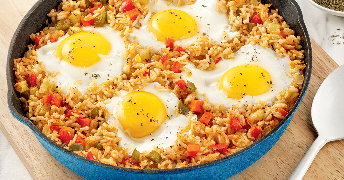 Casserole de riz aux légumes et aux oeufs 5 ingredients 15 minutes