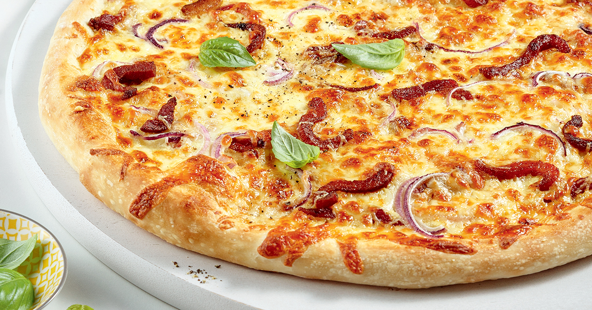 Pizza carbonara à la pancetta 5 ingredients 15 minutes