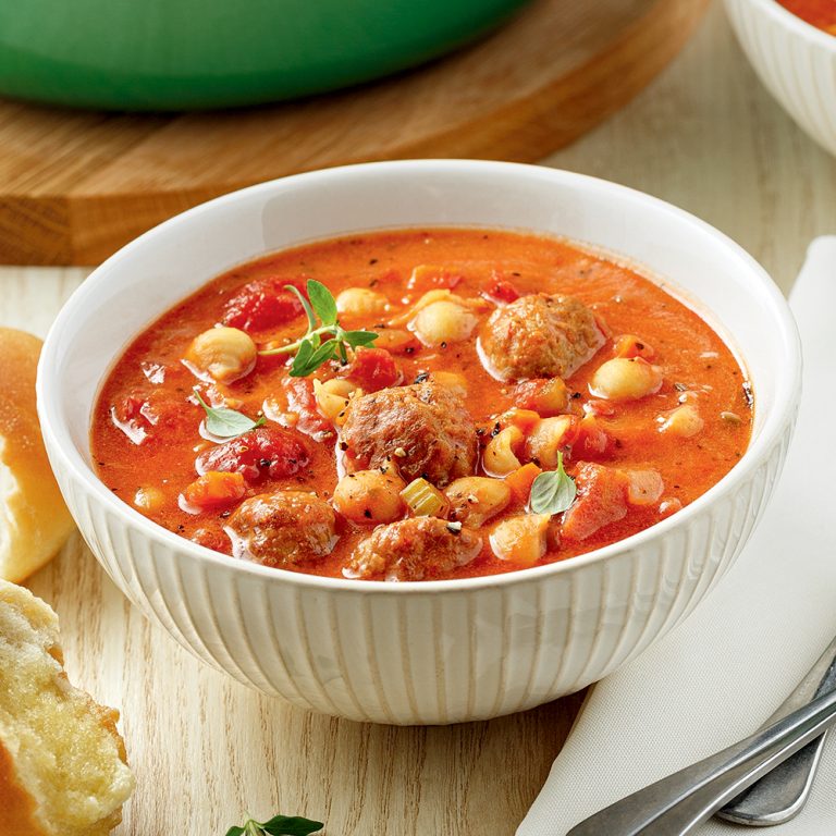 Soupe aux boulettes de porc et tomates - 5 ingredients 15 minutes