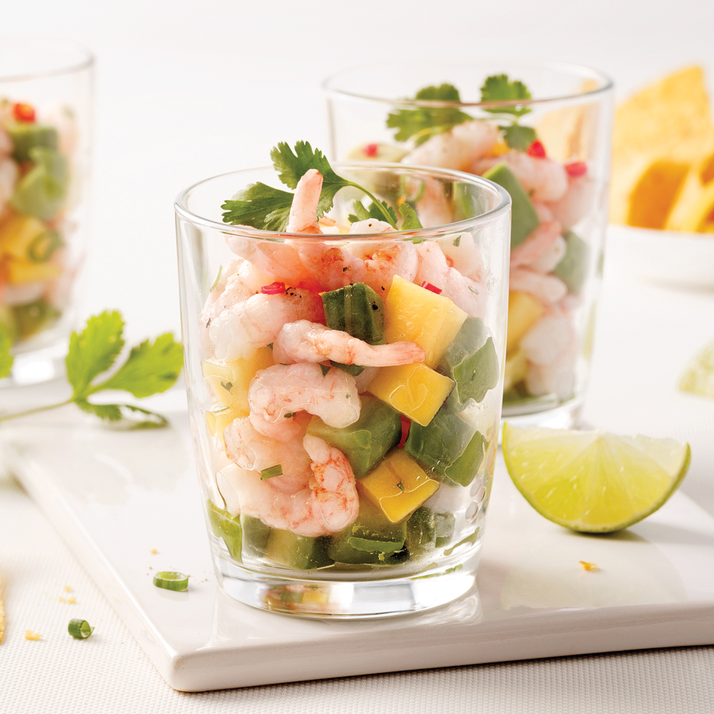 Crevettes nordiques, mangue et avocat