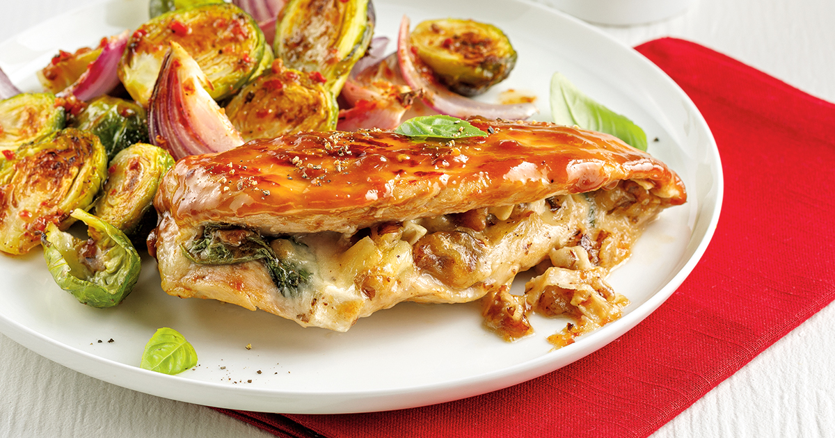 Poulet glacé au brie et aux noix 5 ingredients 15 minutes