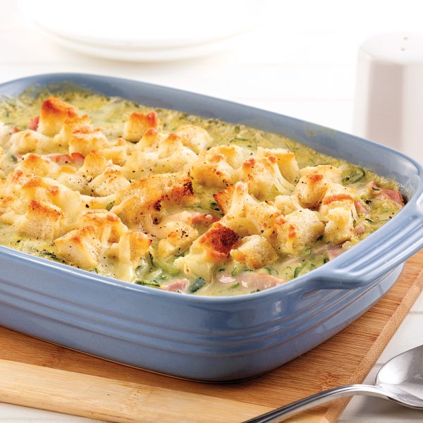 Gratin de jambon et courgettes