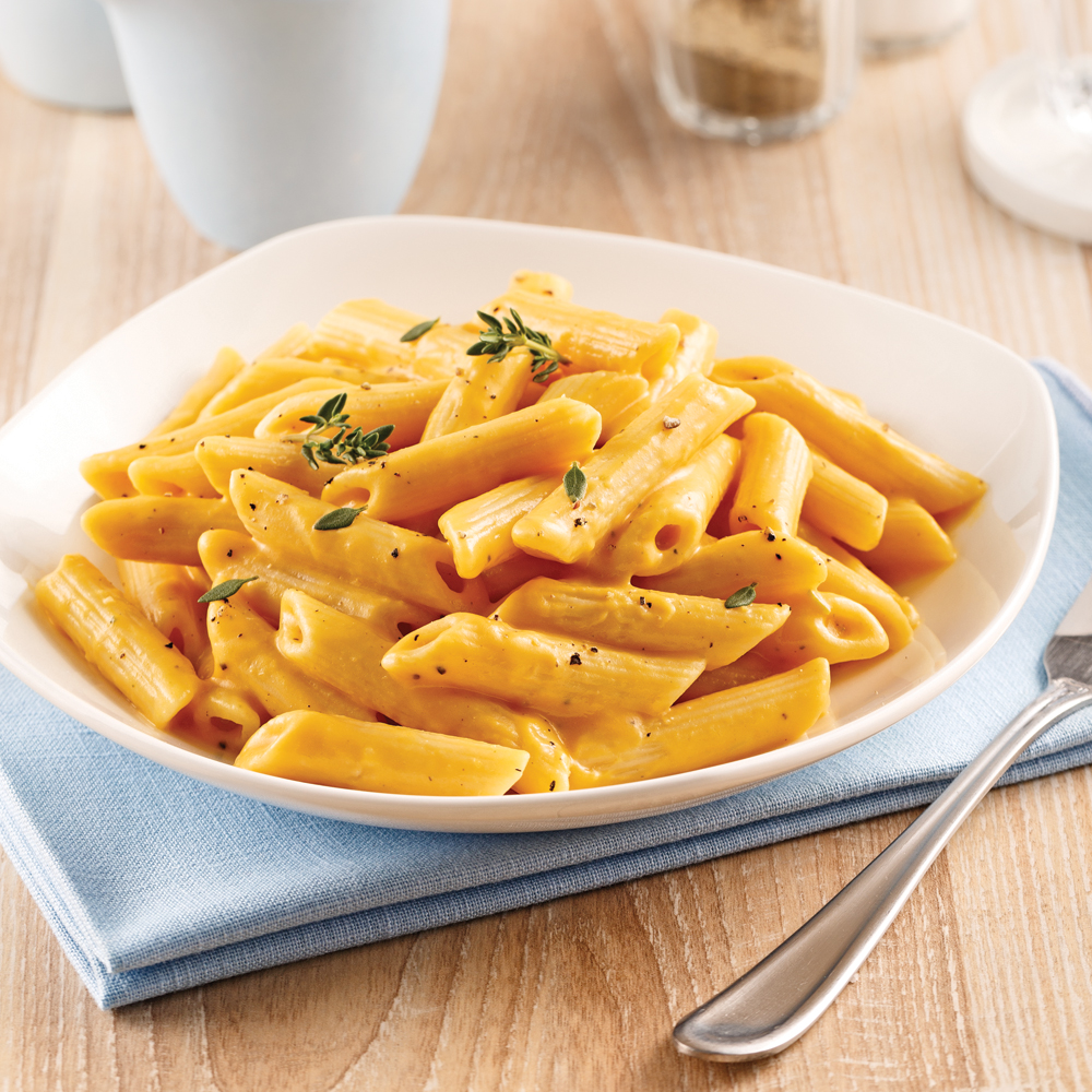 Pennes à la sauce crémeuse de courge Butternut et parmesan