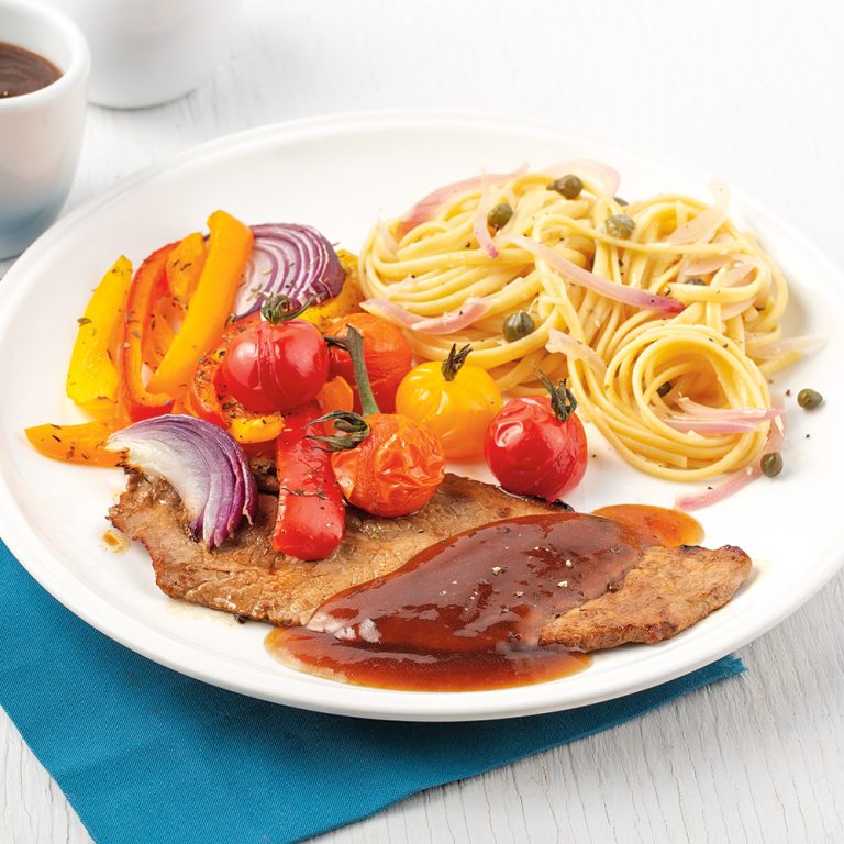 Escalopes de veau et légumes rôtis - 5 ingredients 15 minutes