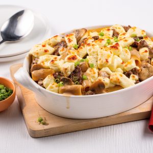 Rigatonis au boeuf à saveur de poutine