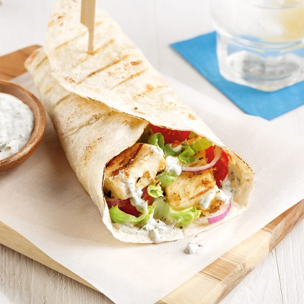 Wraps végé au halloumi mariné et grillé