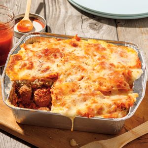 Barquette de pâtes style lasagne aux boulettes