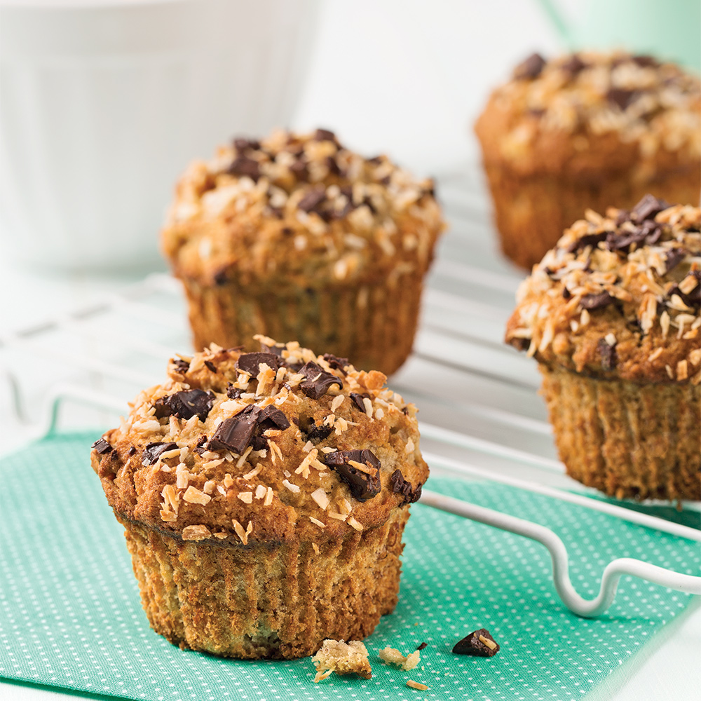 Muffins sans gluten aux bananes et chocolat