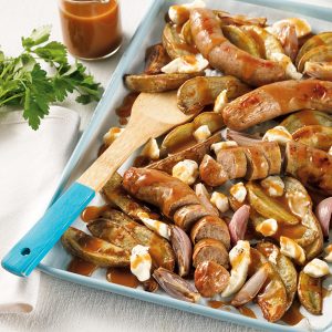 Plaque de saucisses façon poutine