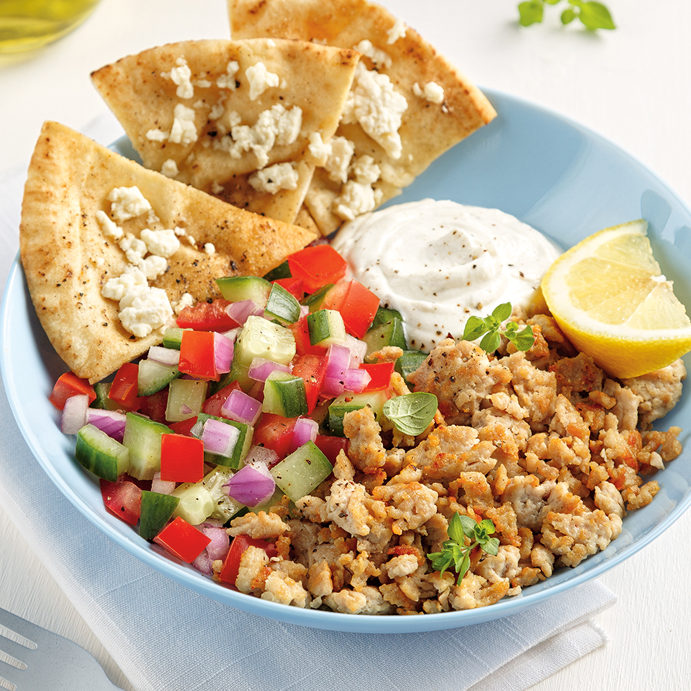 Bol de poulet à la grecque