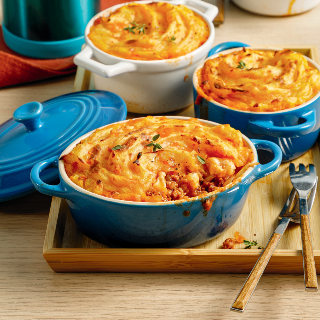 Hachis parmentier de saucisses et fromage en grains