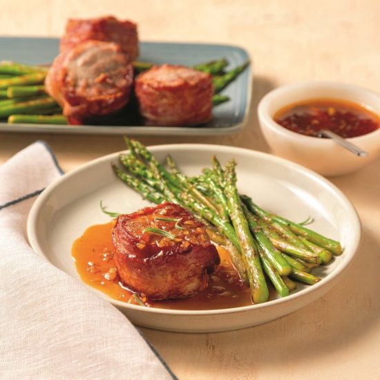 Tournedos de porc, sauce à l'abricot et miel