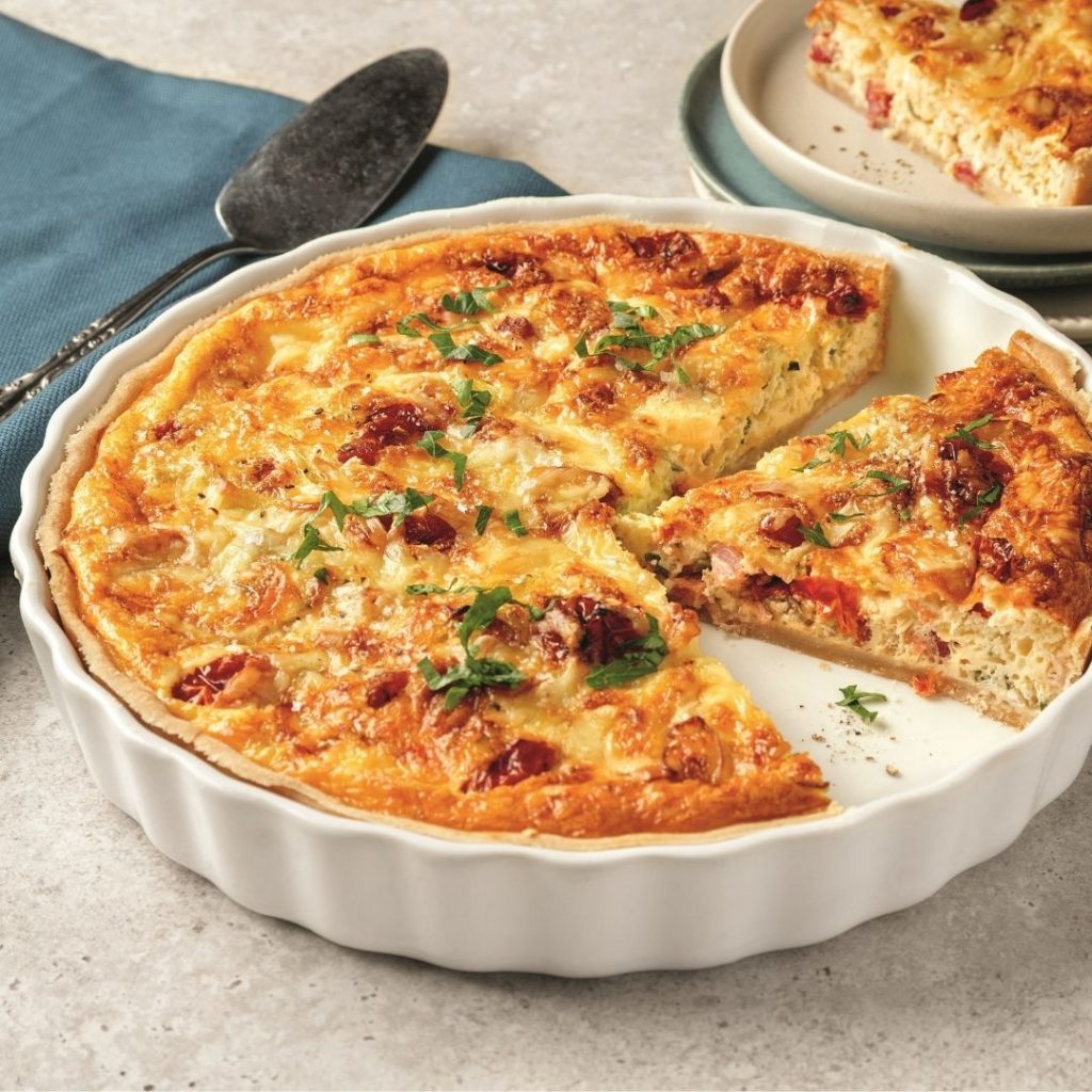 Quiche à la pancetta, poireaux et fromage