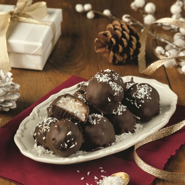 Boules de noix de coco, pomme de terre et chocolat sans gluten