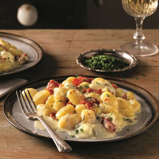 Gnocchis crémeux au bacon et fromage de chèvre