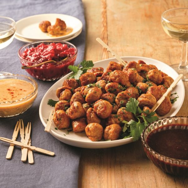 Plateau de boulettes de dinde et trio de sauces festives