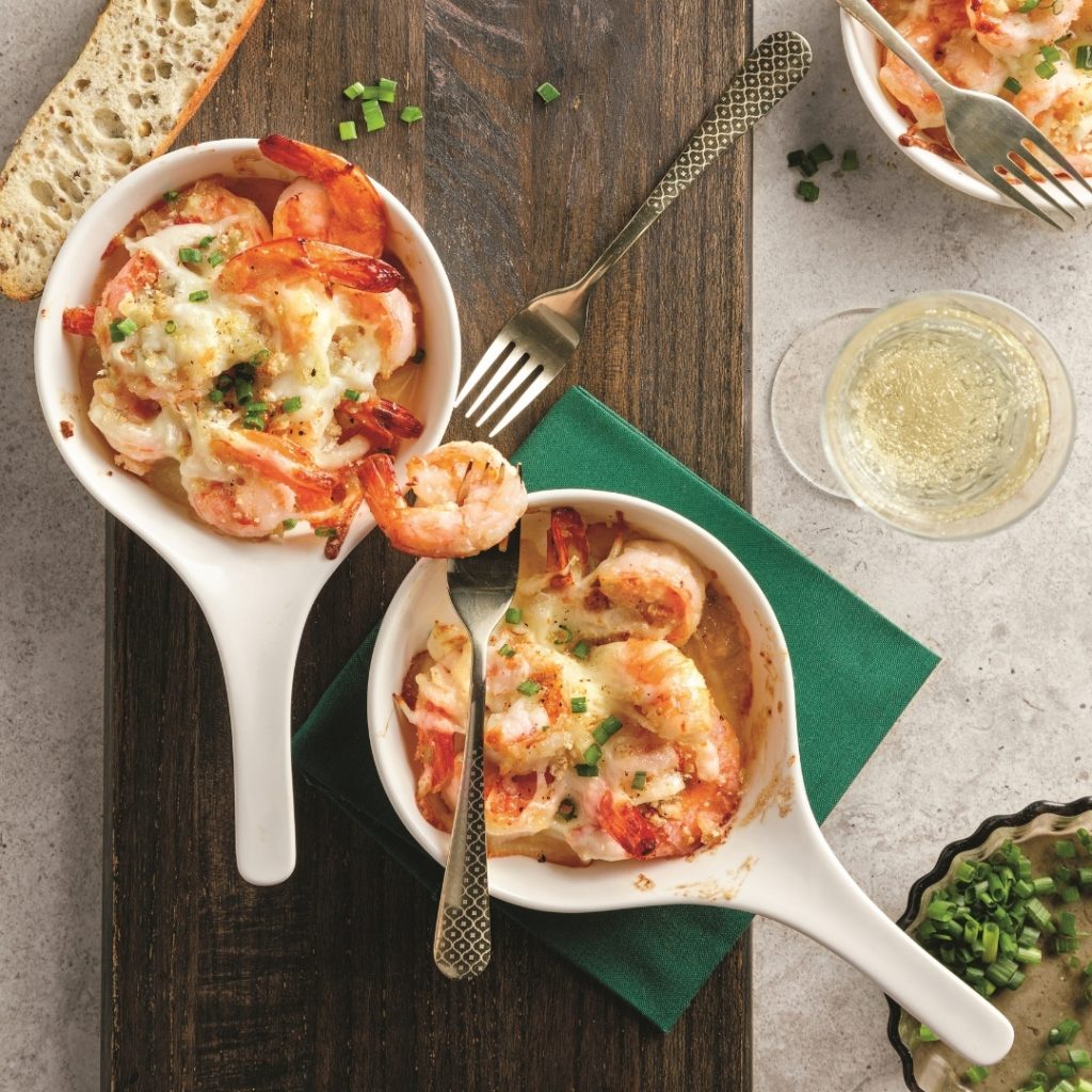 Crevettes gratinées au beurre à l’ail