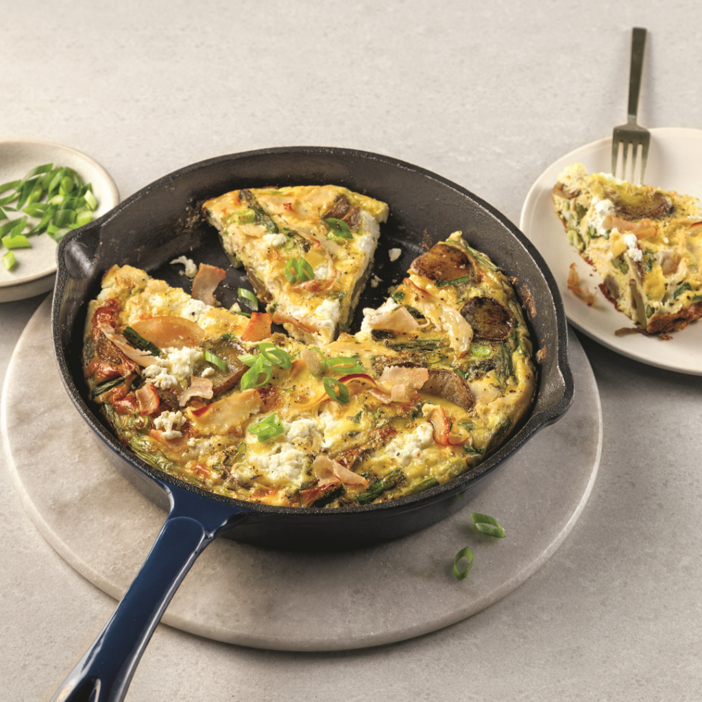 Frittata à la dinde, pommes de terre et fromage de chèvre