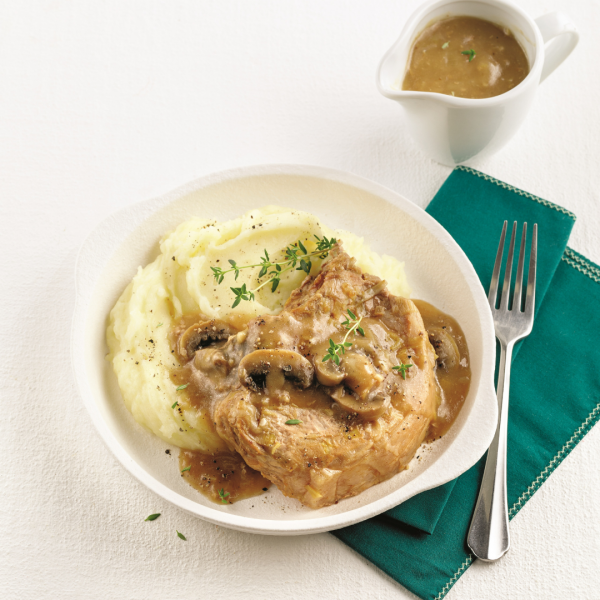 Côtelettes de porc champignons et poireau à la mijoteuse