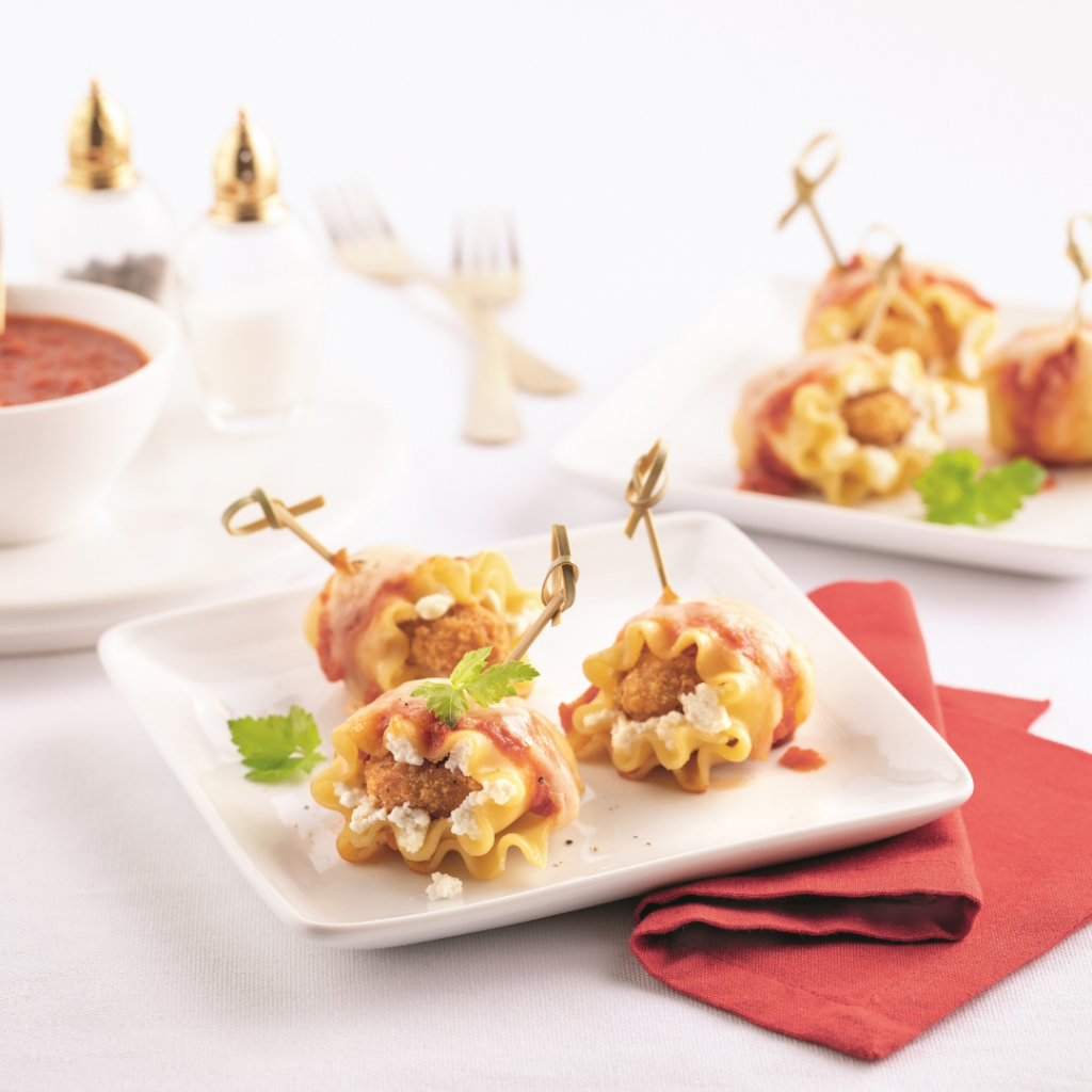 Bouchées de lasagne au poulet croustillant