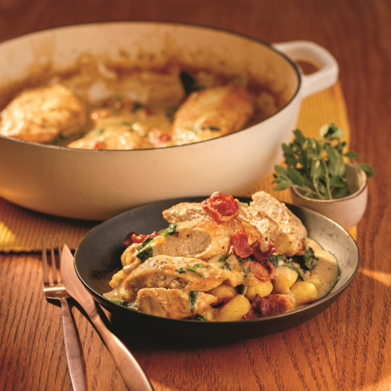 Gnocchis et poulet en sauce crémeuse