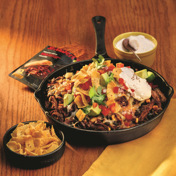 Poêlée de porc effiloché gratinée