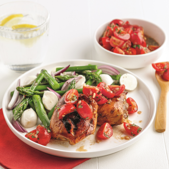 Hauts de cuisses balsamique et bruschetta