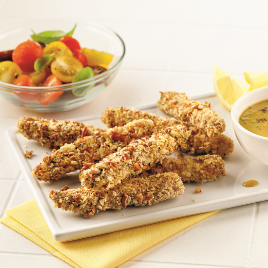 Lanières de porc panées aux bretzels