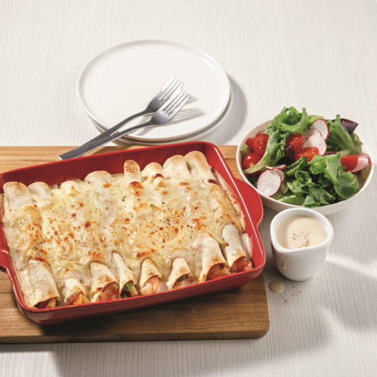 Enchiladas Alfredo aux crevettes