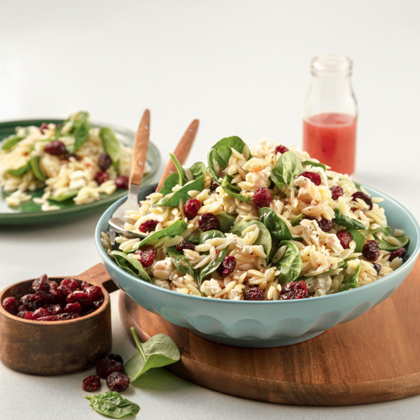Salade d&rsquo;orzo, feta, épinards et canneberges