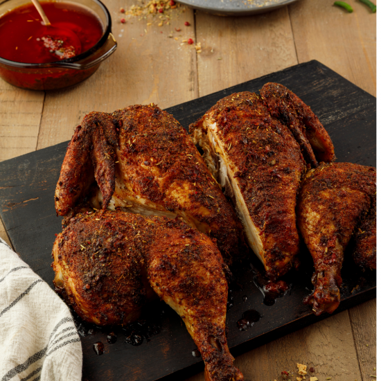 Poulet en crapaudine injecté à la bière
