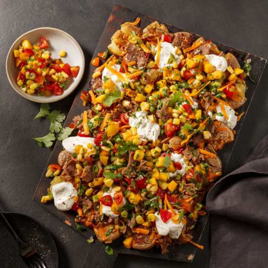 Smashed grelots gratinés façon nachos à la plancha