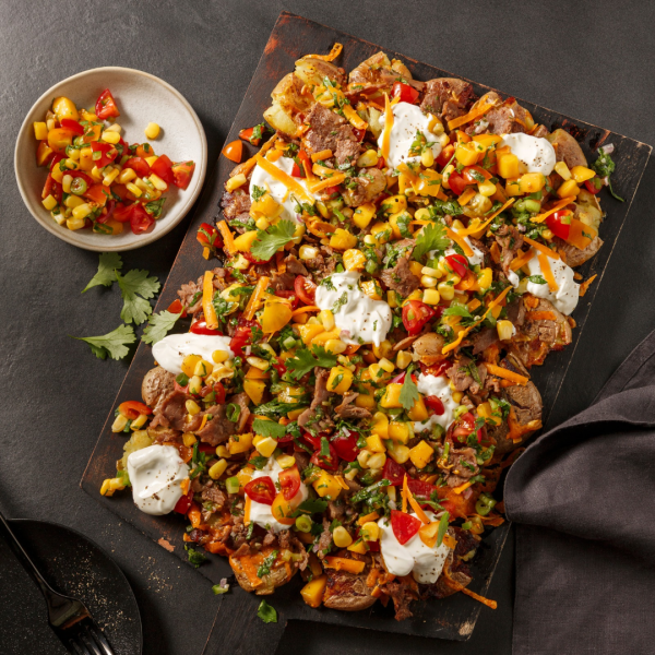 Smashed grelots gratinés façon nachos à la plancha