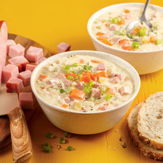Soupe crémeuse au jambon et à l’orge