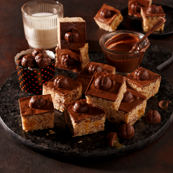 Carrés croustillants choco-caramel