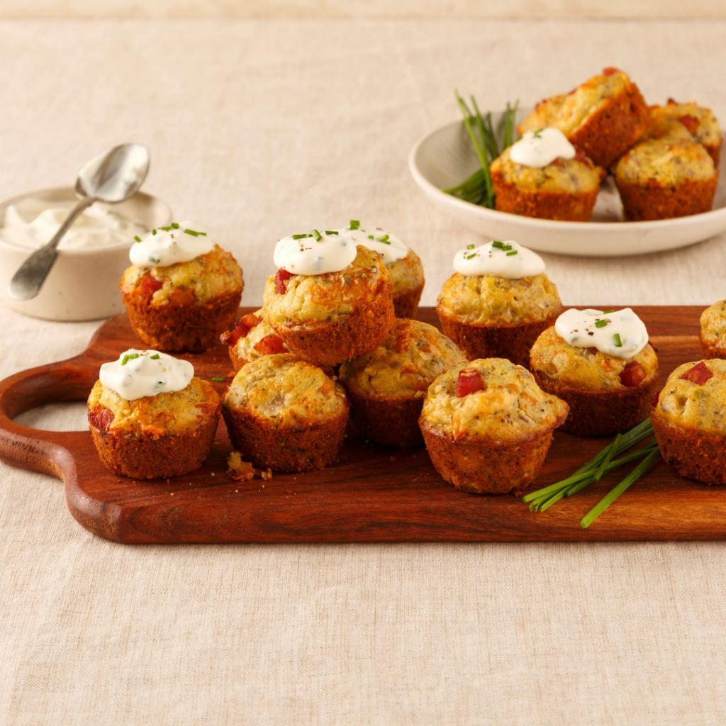 Mini-muffins salés à la pancetta et aux deux fromages