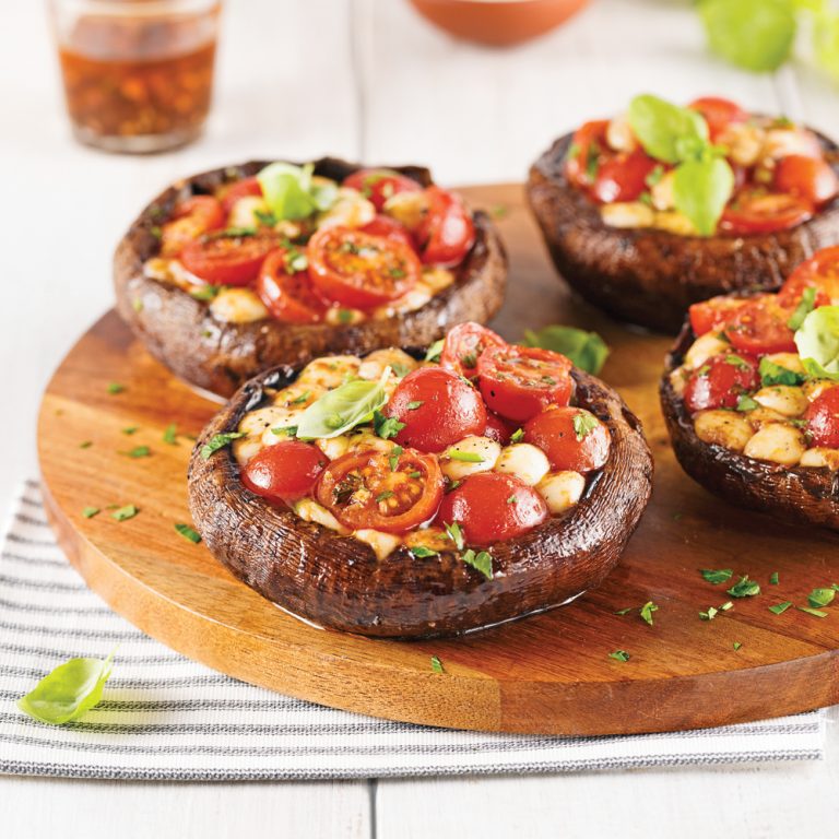 Portobellos farcis aux tomates et bocconcinis Les recettes de Caty