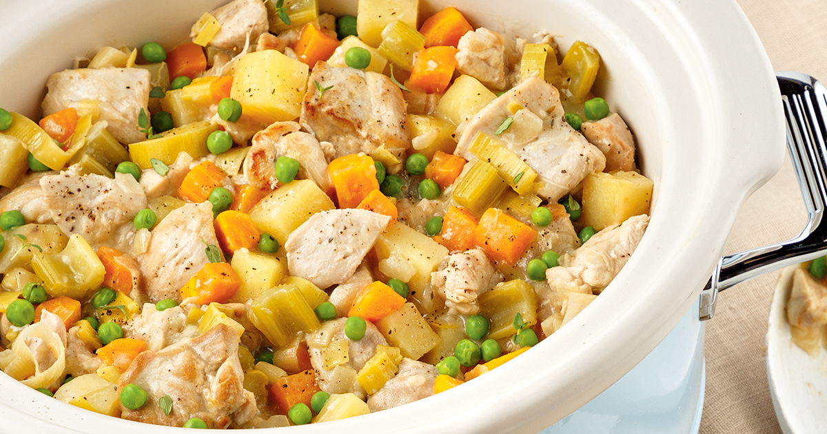 Mijoté de poulet au vin blanc à la mijoteuse - Les recettes de Caty