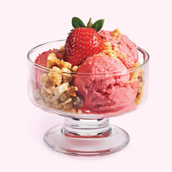 Sorbet aux fraises et croustillant d&rsquo;amandes