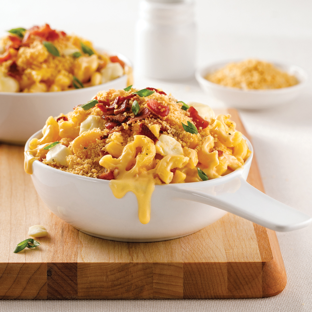 Mac’n cheese crémeux au bacon et fromage en grains