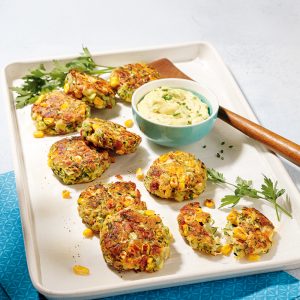 Galettes de courgettes, maïs et bacon